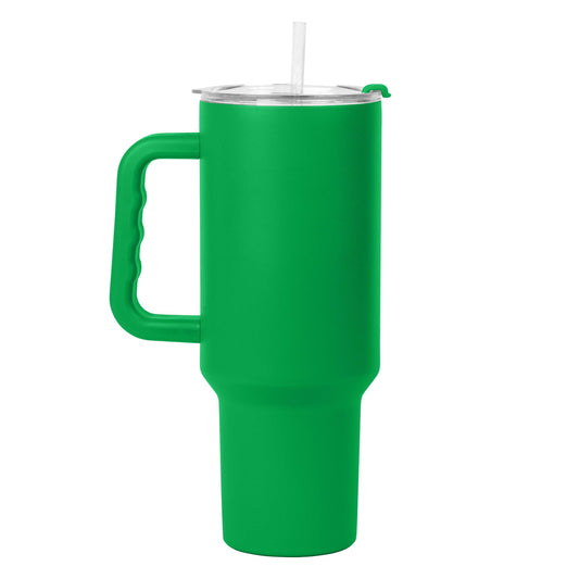 Plain Kelly 40oz Powder Coat Tumbler w/ Color Handle - Logo Brands - Flyclothing LLC