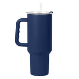 Plain Navy 40oz Powder Coat Tumbler w/ Color Handle - Logo Brands - Flyclothing LLC