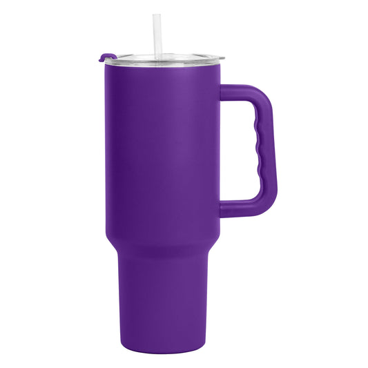 Plain Purple 40oz Powder Coat Tumbler w/ Color Handle - Logo Brands - Flyclothing LLC