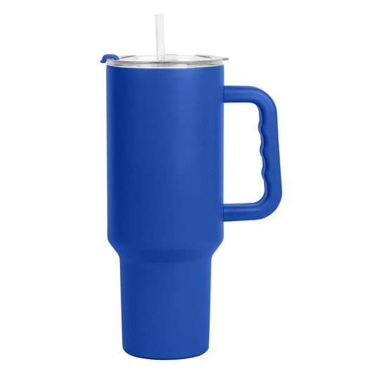 Plain Royal 40oz Powder Coat Tumbler w/ Color Handle - Logo Brands - Flyclothing LLC