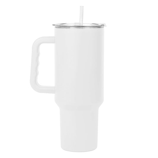 Plain Non Branded White 40oz Powder Coat Tumbler - Logo Brands - Flyclothing LLC