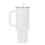 Plain White 40oz Powder Coat Tumbler w/ Color Handle - Logo Brands - Flyclothing LLC