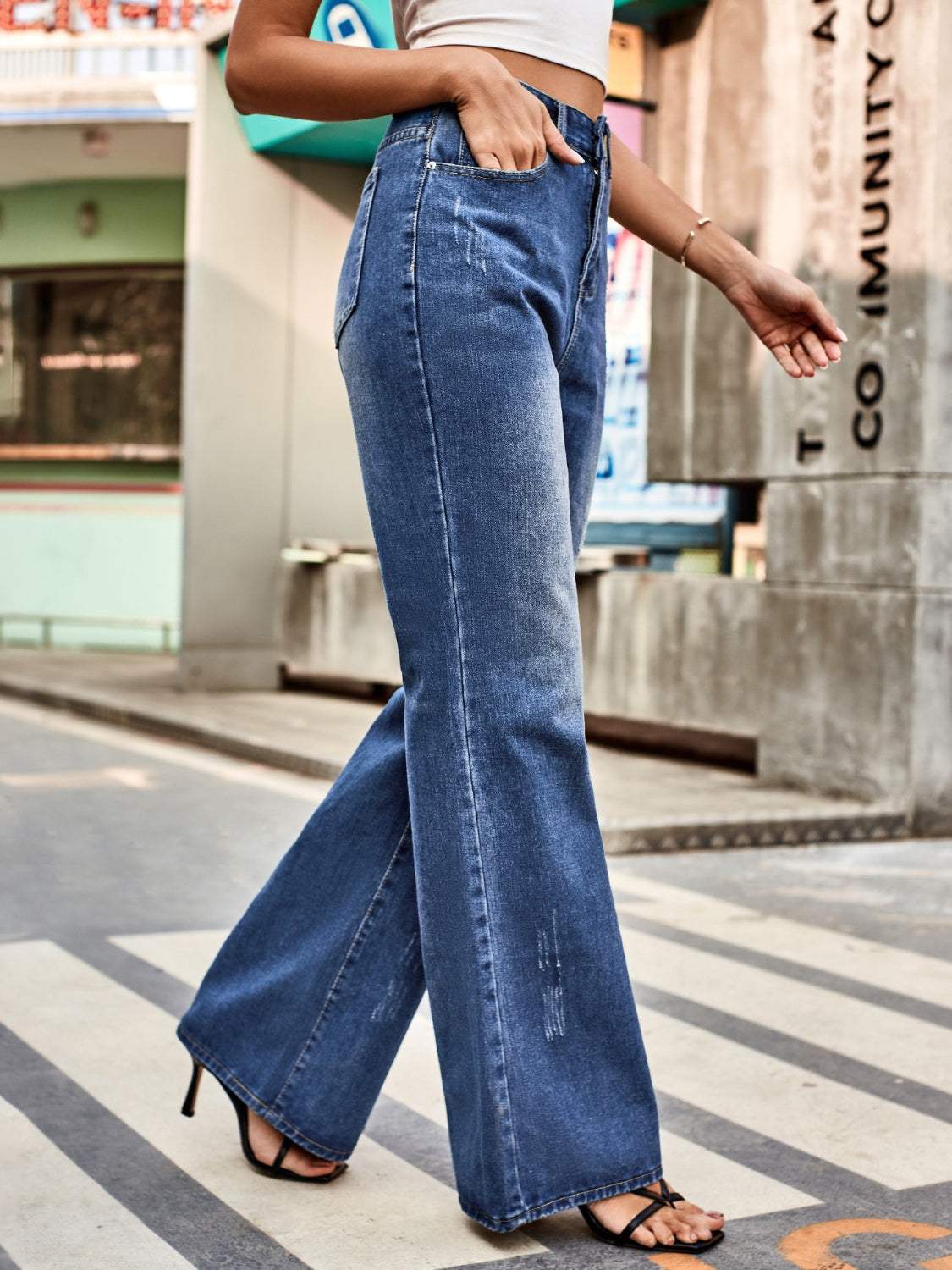 High Rise Bootcut Jeans with Pockets - Trendsi - Flyclothing LLC