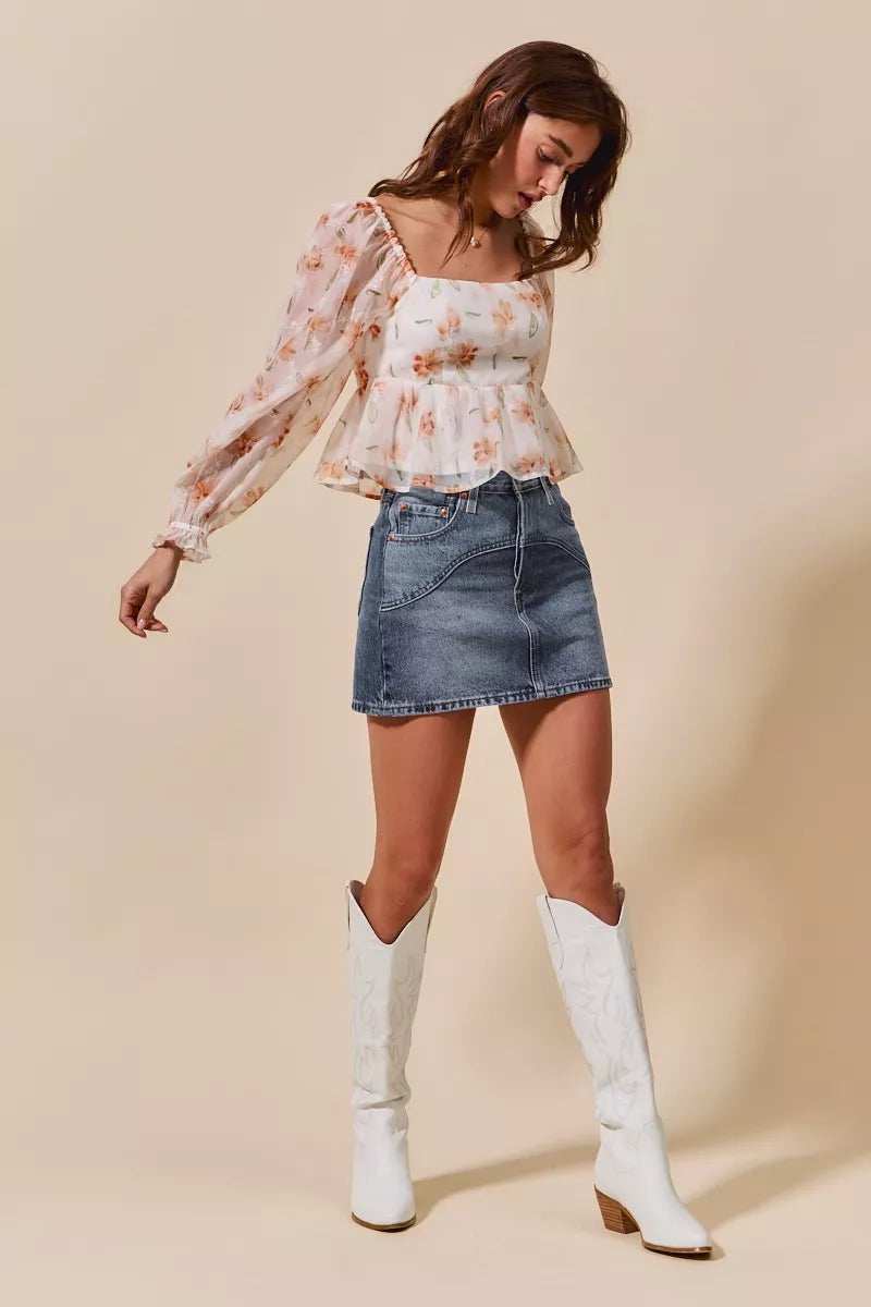 SO ME Washed Denim Mini Skirt with Pockets - Trendsi - Flyclothing LLC