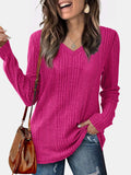 V-Neck Long Sleeve T-Shirt - Trendsi - Flyclothing LLC
