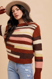 Annie Wear Color Block Round Neck Long Sleeve Sweater - Trendsi