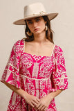 BiBi Aztec Woven Printed Contrast Binding Dress - Trendsi - Flyclothing LLC