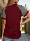 Full Size Contrast Round Neck Short Sleeve T-Shirt - Trendsi - Flyclothing LLC