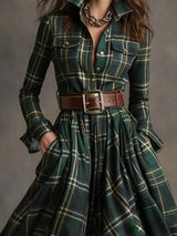 Plaid Button Front Maxi Shirt Dress - Trendsi - Flyclothing LLC