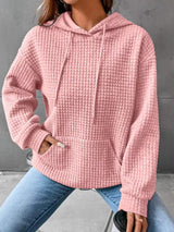 Full Size Textured Kangaroo Pocket Hoodie Plus Size - Trendsi - Flyclothing LLC