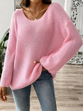 Round Neck Long Sleeve Sweater - Trendsi