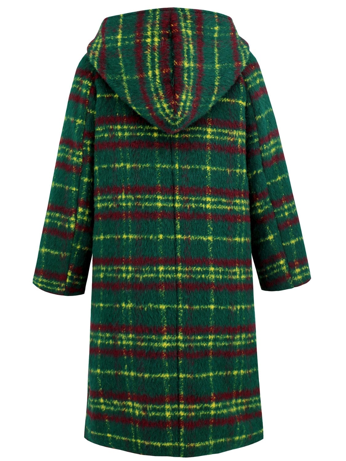 Plaid Long Sleeve Hooded Coat with Pockets - Trendsi