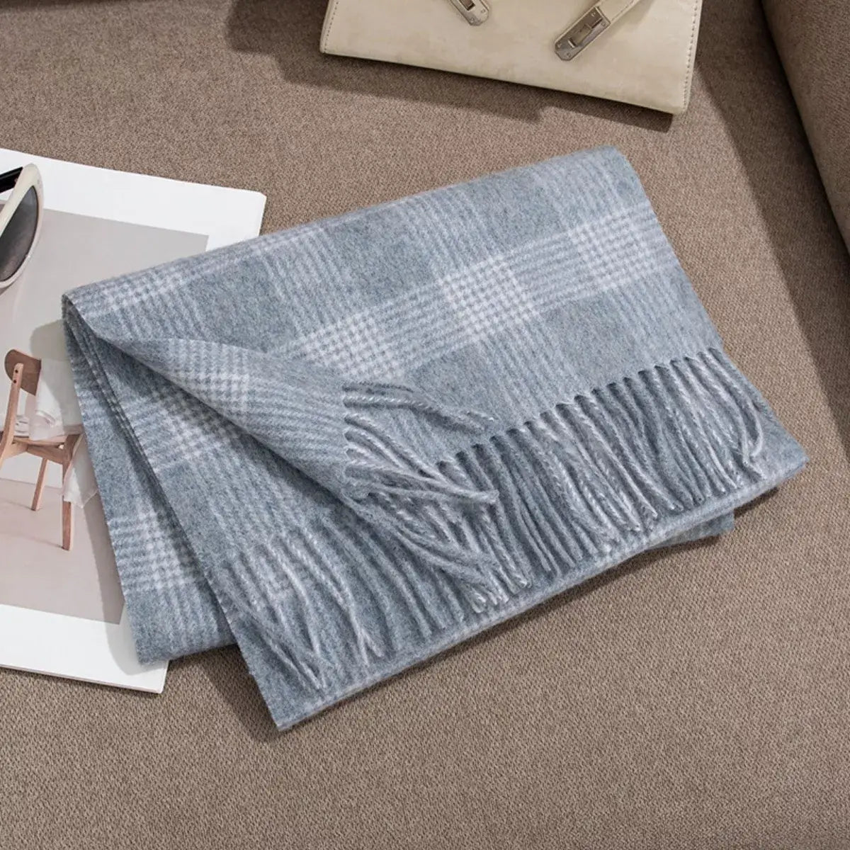 Plaid Fringe Scarf - Trendsi - Flyclothing LLC