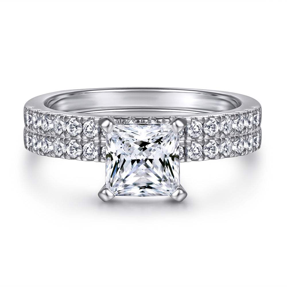 The Emma - Silver Wedding Ring Set - VG Rings - Flyclothing LLC