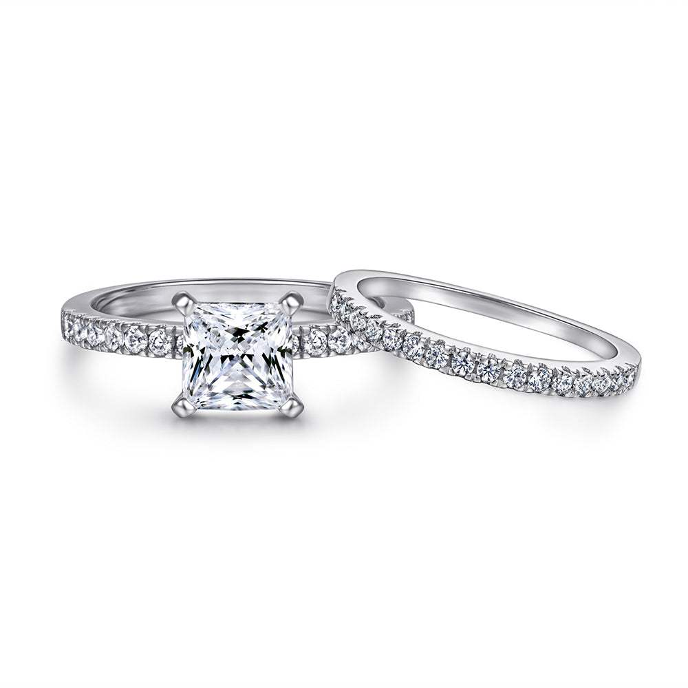 The Emma - Silver Wedding Ring Set - VG Rings - Flyclothing LLC
