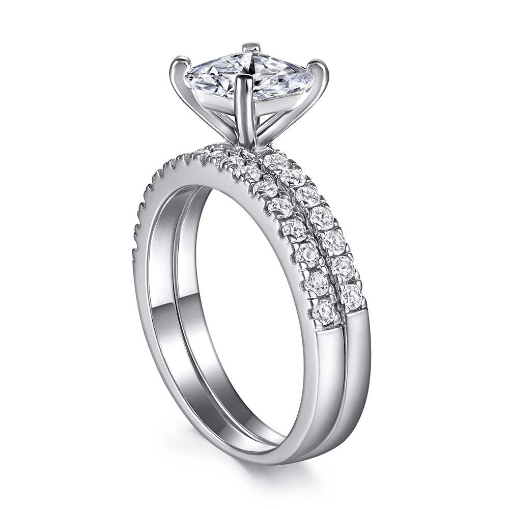 The Emma - Silver Wedding Ring Set - VG Rings - Flyclothing LLC