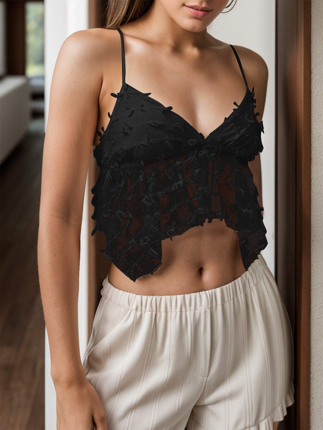 Tied V-Neck Cami - Trendsi - Flyclothing LLC