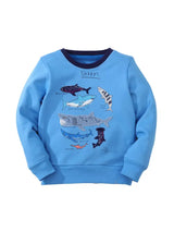 Children's Shark Print Crew Neck Sweatshirt - Trendsi - Flyclothing LLC