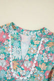 Printed Notched Short Sleeve Blouse - Trendsi - Flyclothing LLC