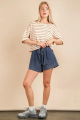 VERY J Mineral Washed Comfy Baggy Shorts - Trendsi - Flyclothing LLC