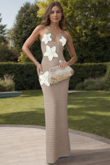 Crochet Flower Halter Neck Knit Dress - Trendsi - Flyclothing LLC