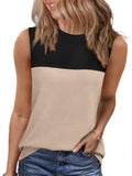 Color Block Round Neck Tank - Trendsi