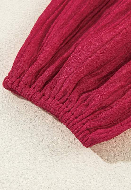 Frill Notched Long Sleeve Dress - Trendsi - Flyclothing LLC