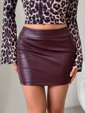 Devine PU Leather Mini Skirt - Trendsi - Flyclothing LLC