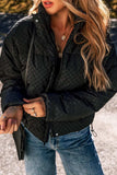 Checkered Turtleneck Zip Up Long Sleeve Winter Coat - Trendsi - Flyclothing LLC