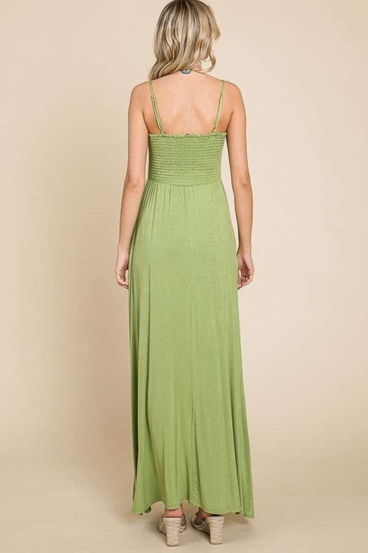 Culture Code Full Size Smocked Cami Maxi Dress with Pockets - Trendsi