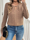 Cutout Round Neck Long Sleeve T-Shirt - Trendsi