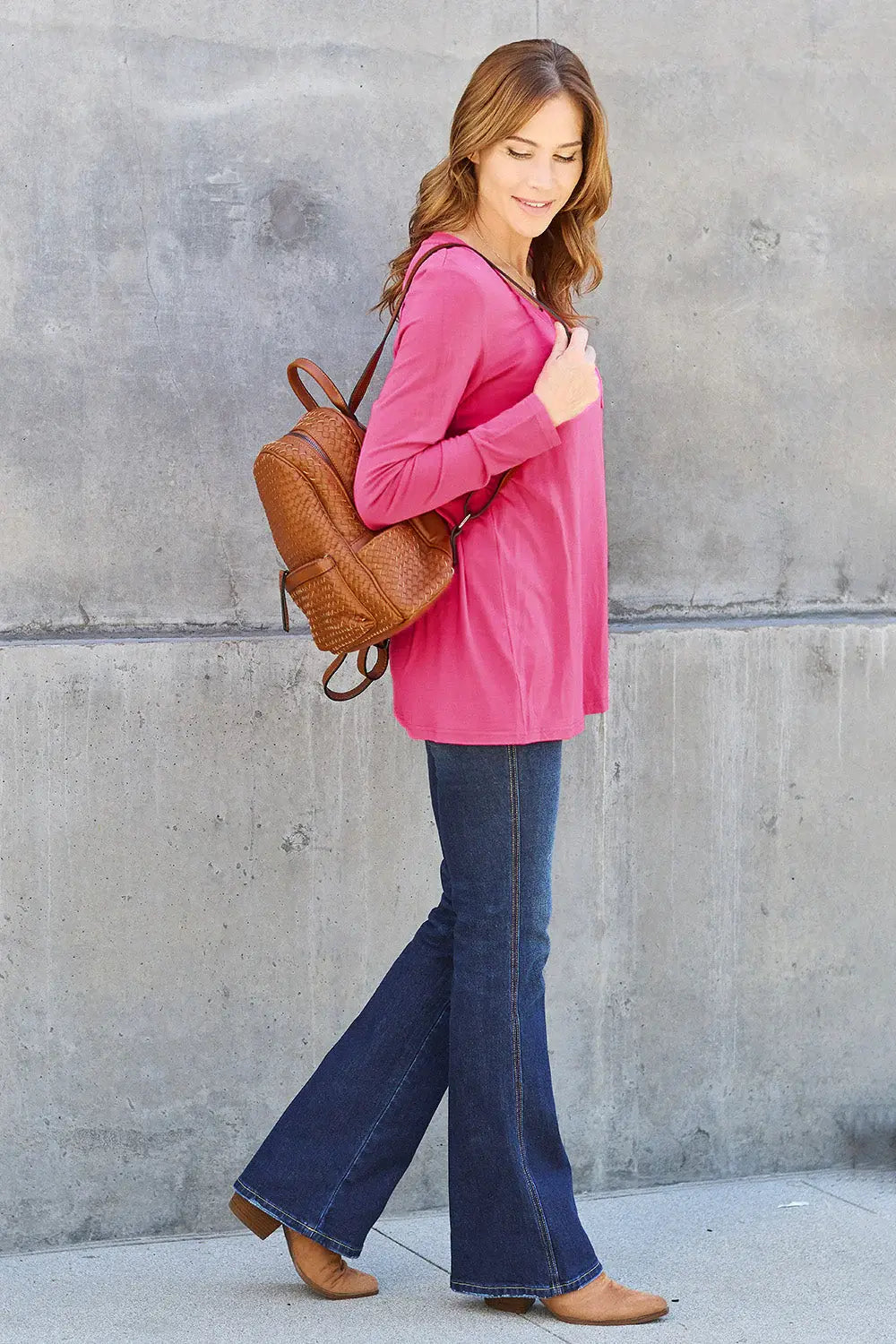 Basic Bae Full Size V-Neck Long Sleeve Top - ShopBasicbae - Flyclothing LLC