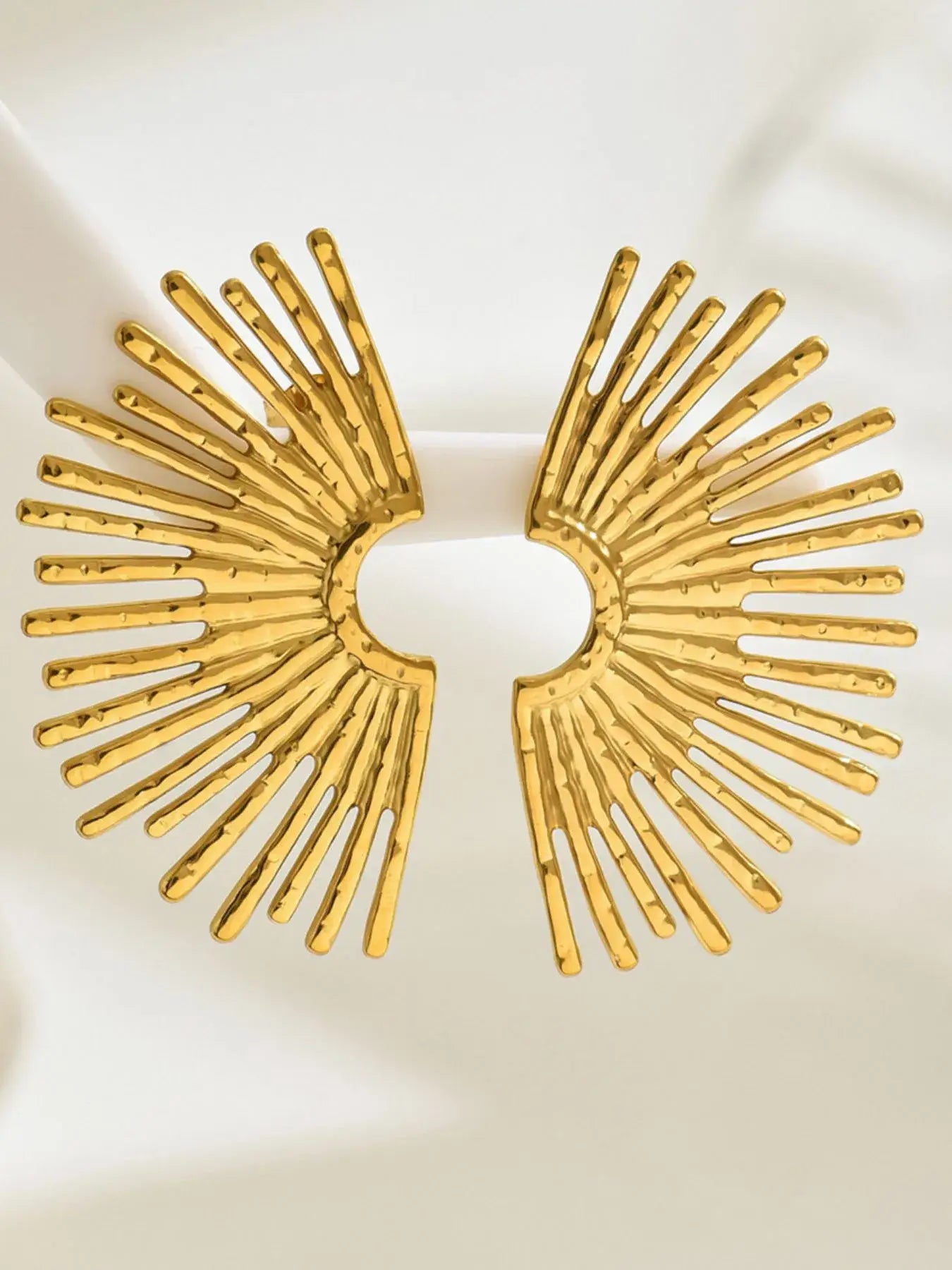 18K Gold-Plated Stainless Steel Sunburst Earrings - Trendsi - Flyclothing LLC