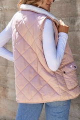 Quilted Sherpa-Lined Vest Coat - Trendsi - Flyclothing LLC