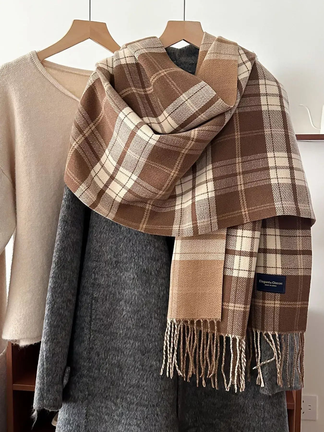 Classic Fringe Plaid Scarf - Trendsi - Flyclothing LLC