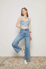 CHILL Pleat Straight Ankle Jeans HJ133 [FINAL SALE] - Hey Joanie - Flyclothing LLC