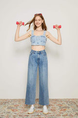 CHILL Pleat Straight Ankle Jeans HJ133 [FINAL SALE] - Hey Joanie - Flyclothing LLC