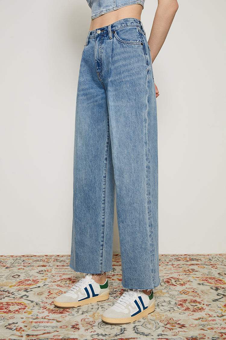 CHILL Pleat Straight Ankle Jeans HJ133 [FINAL SALE] - Hey Joanie - Flyclothing LLC