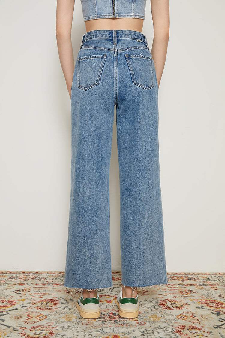 CHILL Pleat Straight Ankle Jeans HJ133 [FINAL SALE] - Hey Joanie - Flyclothing LLC