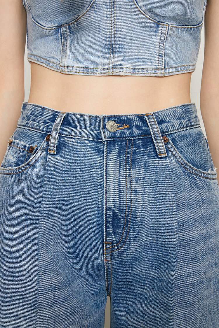 CHILL Pleat Straight Ankle Jeans HJ133 [FINAL SALE] - Hey Joanie - Flyclothing LLC