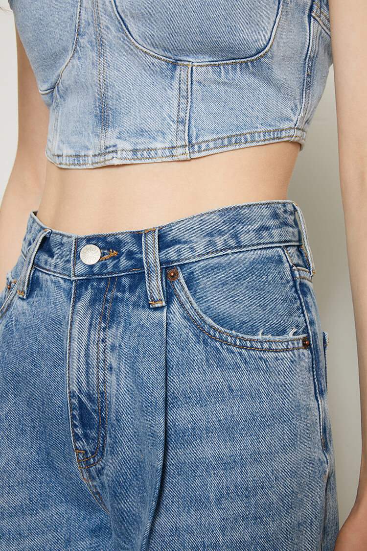 CHILL Pleat Straight Ankle Jeans HJ133 [FINAL SALE] - Hey Joanie - Flyclothing LLC