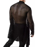 Men's Openwork Open Front Long Sleeve Cover-Up - Trendsi