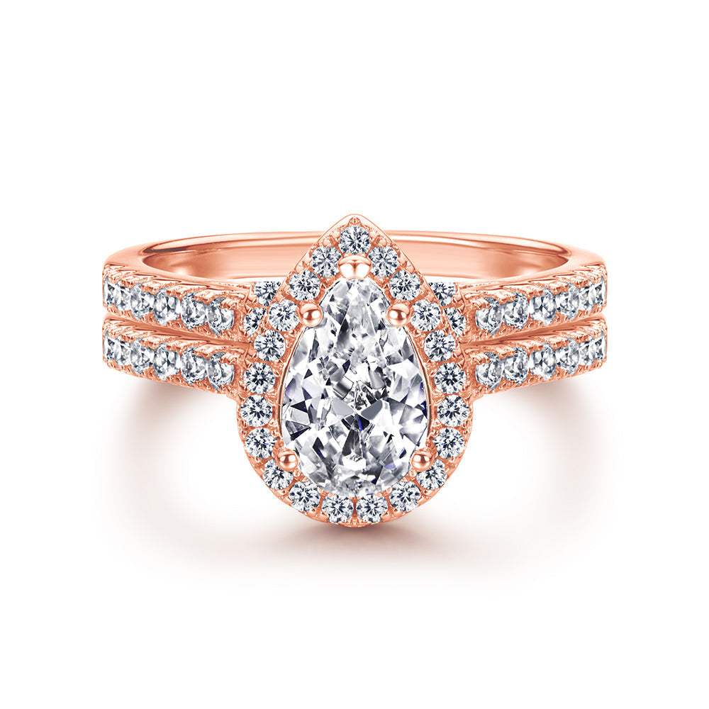 The Elizabeth - 18kt Rose Gold Wedding Ring Set - VG Rings - Flyclothing LLC