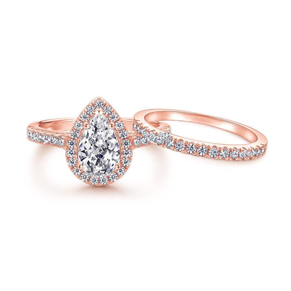 The Elizabeth - 18kt Rose Gold Wedding Ring Set - VG Rings - Flyclothing LLC