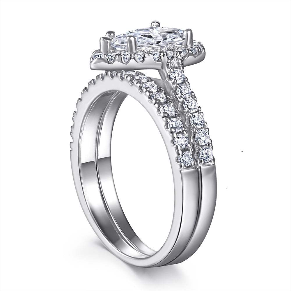 The Elizabeth - Silver Wedding Ring Set - VG Rings - Flyclothing LLC