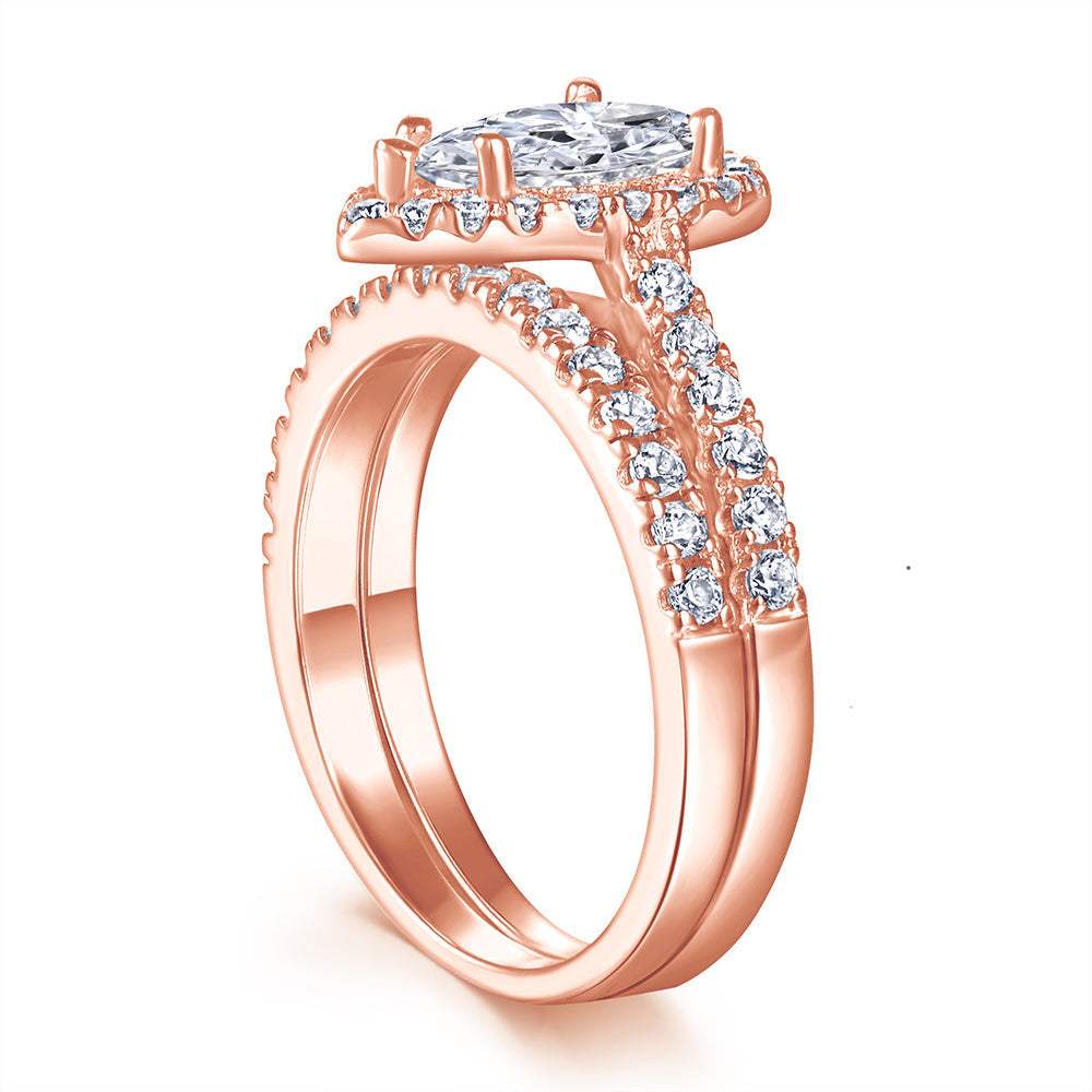 The Elizabeth - 18kt Rose Gold Wedding Ring Set - VG Rings - Flyclothing LLC