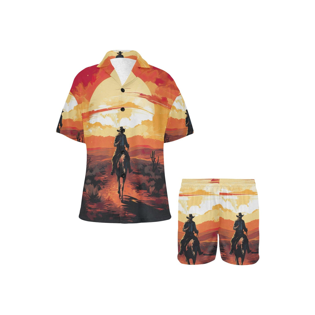 Baha Ranch Cowboy Desert Sunset Women's Western Pajama Set