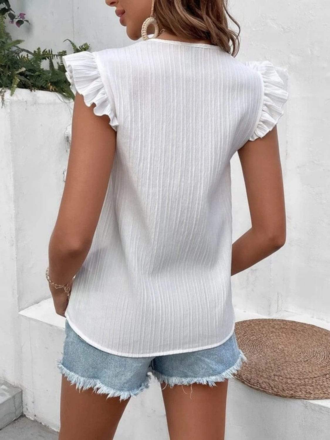 Full Size Ruffled V-Neck Tank - Trendsi - Flyclothing LLC
