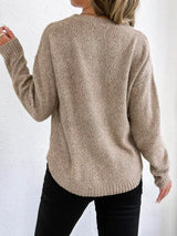 Textured Knit Relaxed Fit Round Neck Sweater - Trendsi - Flyclothing LLC