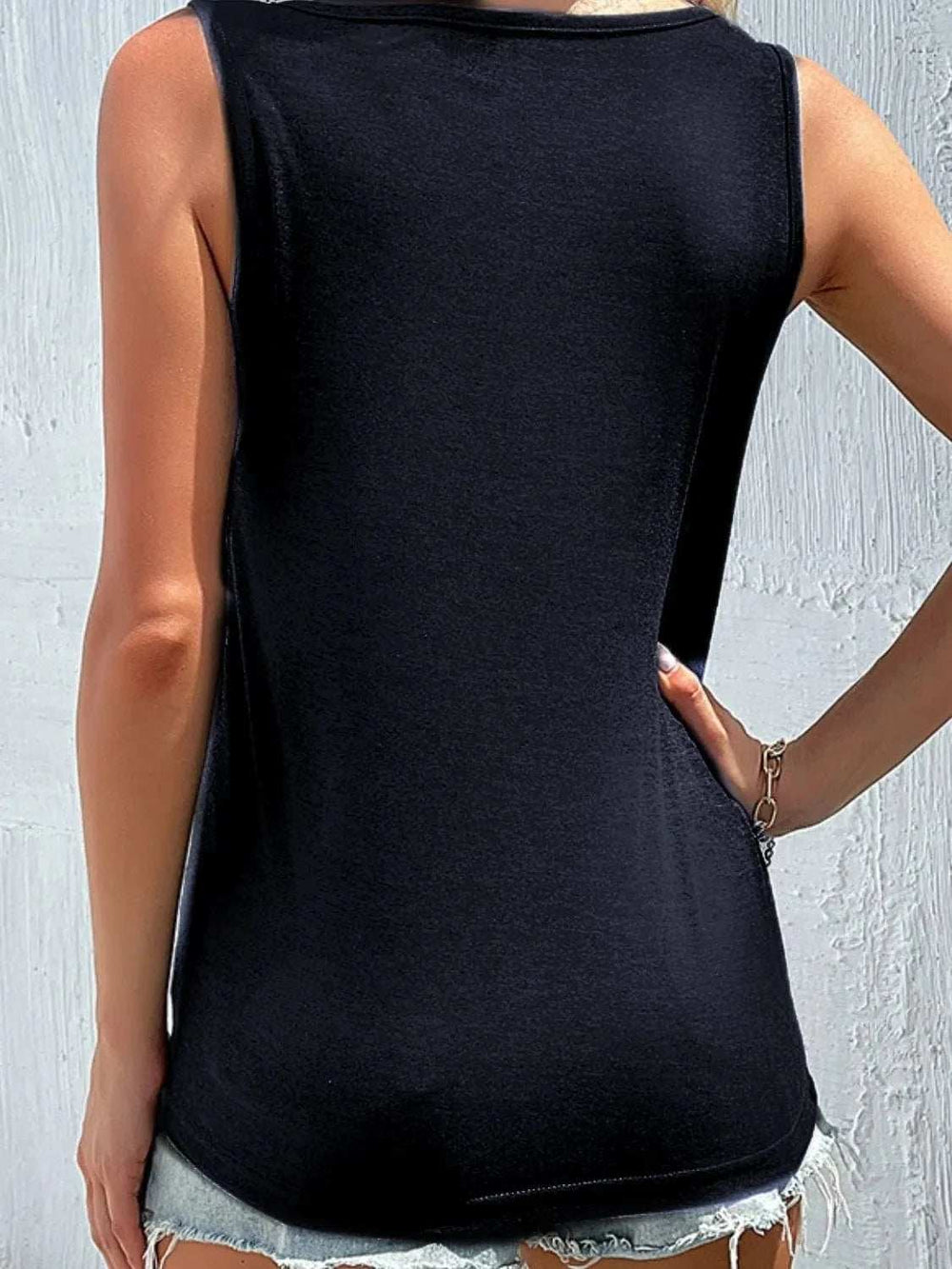 Full Size Decorative Button Round Neck Tank Plus Size - Trendsi - Flyclothing LLC
